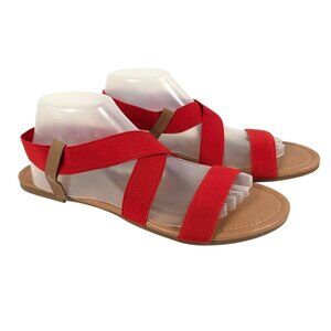 Sandalup Womens Sandals Slip On Strappy Stretch Fabric Red Size 11